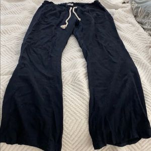 ROXY: Black linen pants with drawstring